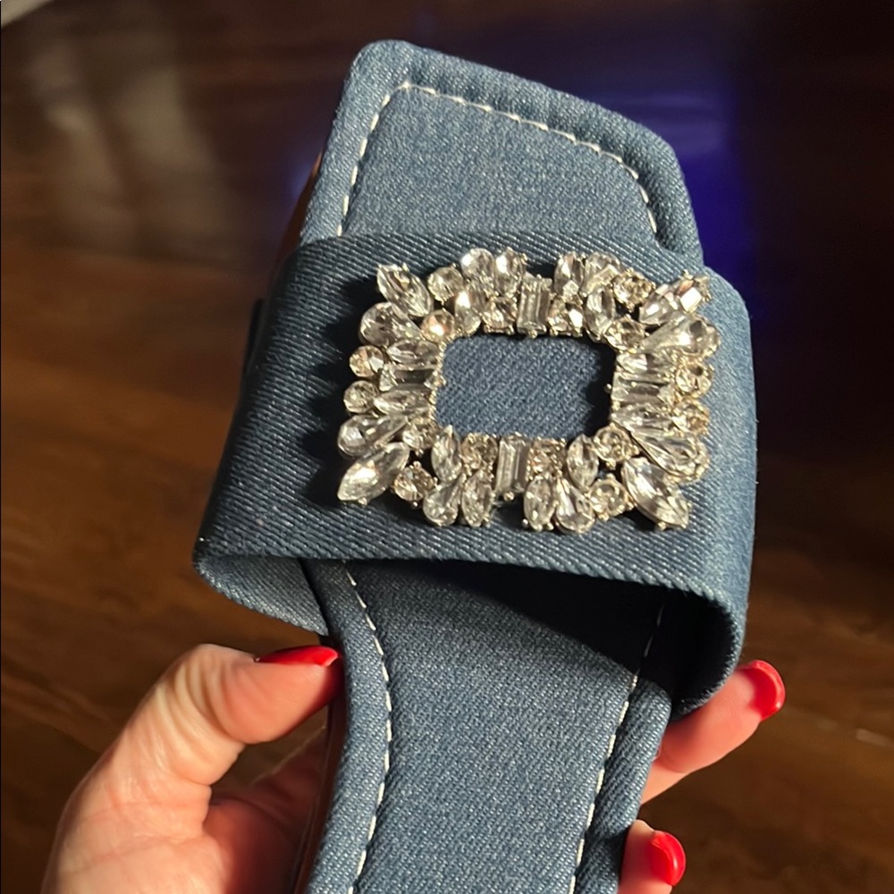 Sandals Elegant Blue Embellished